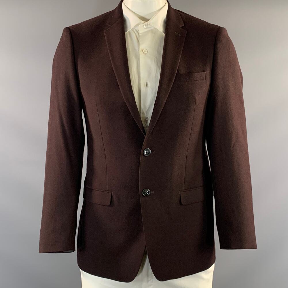 CALVIN KLEIN Chest Size 40 Brown Wool Blend Notch Lapel Sport Coat